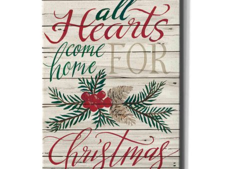 All Hearts Come Home for Christmas Shiplap 2  by Cindy Jacobs, Canvas Wall Art on Sale