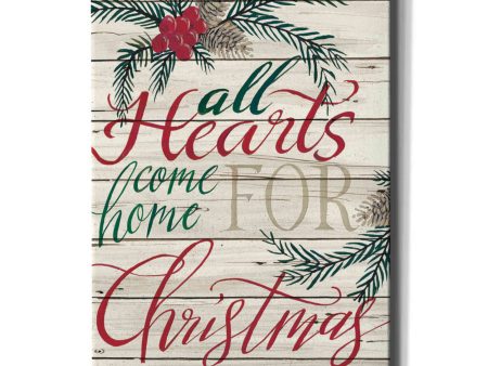 All Hearts Come Home for Christmas Shiplap  by Cindy Jacobs, Canvas Wall Art Hot on Sale