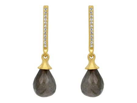 Teardrop Pave Earrings Gold With Labradorite Online Hot Sale