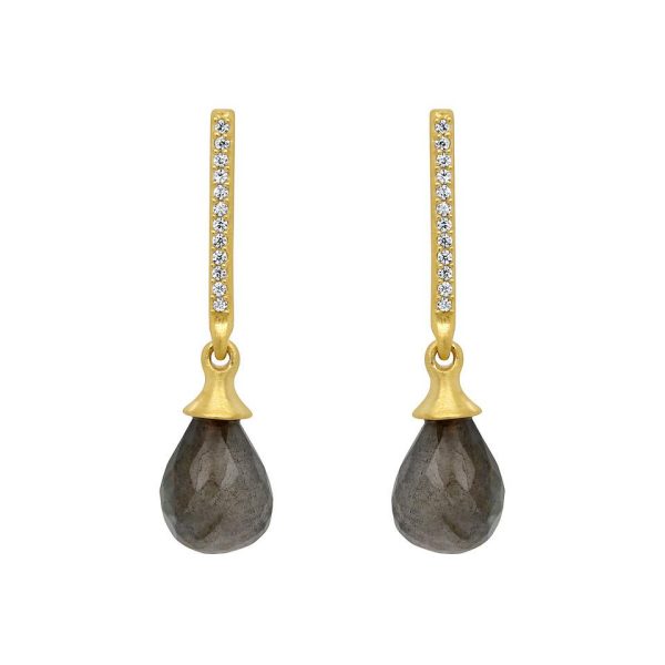 Teardrop Pave Earrings Gold With Labradorite Online Hot Sale