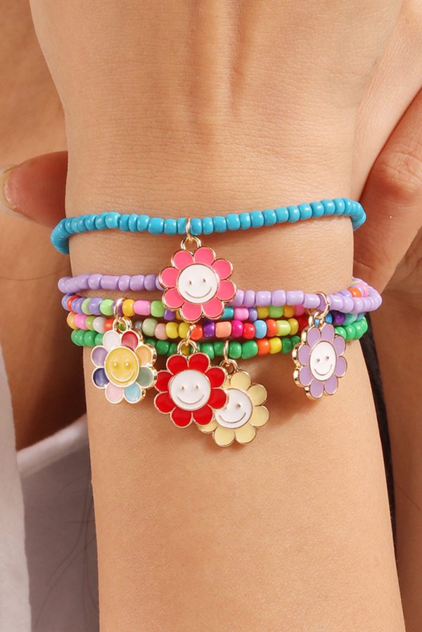 Smiley Flower Beaded Bracelet For Cheap