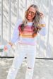 Poppy Stripe Long Sleeve Round Neck Sweater For Cheap