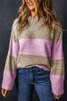 Renata Stripe Crew Neck Wide Sleeve Colorblock Sweater Online