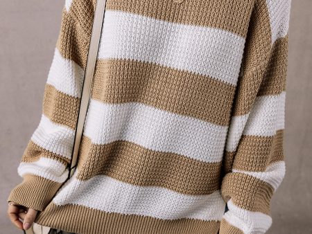 Arabella Striped Side Slit Sweater Discount