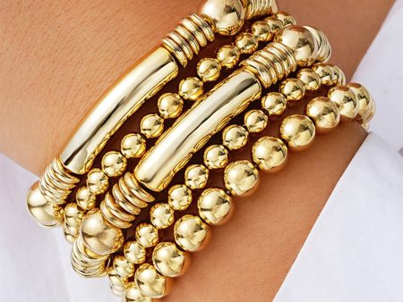 Gold Layered Elastic Bracelet Set For Cheap