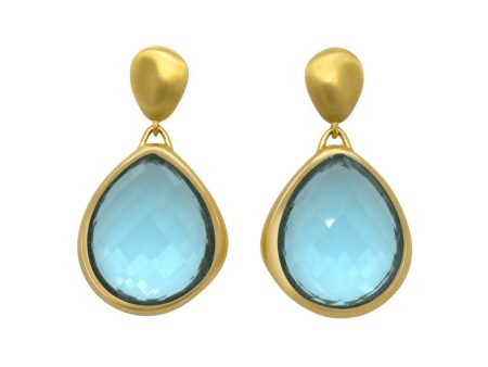 Mar Earrings Gold With Blue Topaz For Cheap