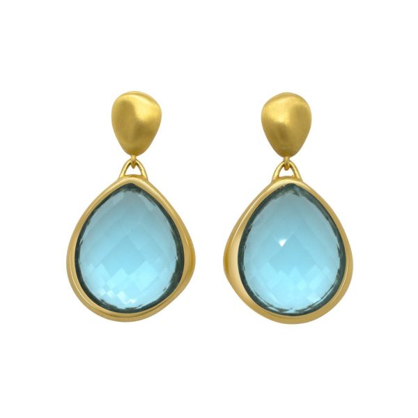 Mar Earrings Gold With Blue Topaz For Cheap