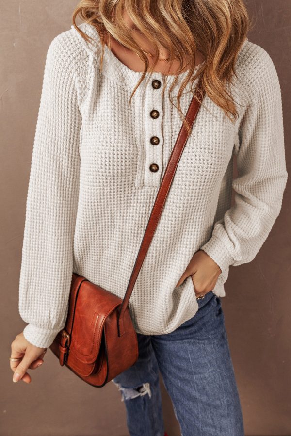 Lyla Waffle Buttoned Top Online now