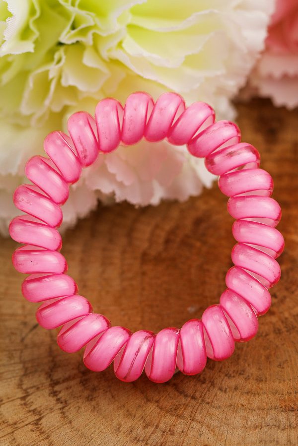 3 PCS Pink Phone Cord Hair Scrunchies Supply