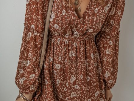 Ashley Boho Floral Puff Sleeve Mini Dress Online Sale