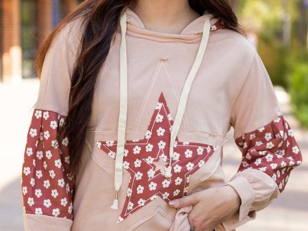 Hallie Star Pattern Drawstring Hoodie Sale