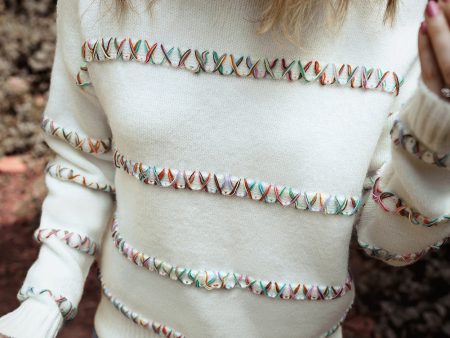 Braelyn Colorful Crossed Stitch Sweater Discount