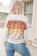 Poppy Stripe Long Sleeve Round Neck Sweater For Cheap