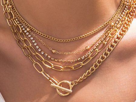 5pcs Layered Chain Collarbone Necklaces Set For Sale