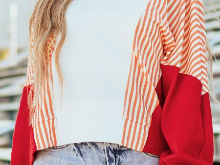 Autumn Striped Oversized Sweatshirt Discount