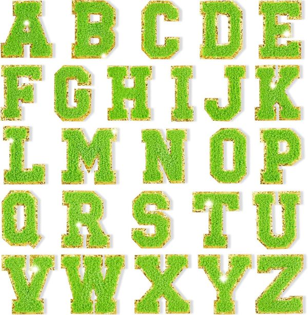 Green Self Adhesive Chenille Letters Patches For Discount