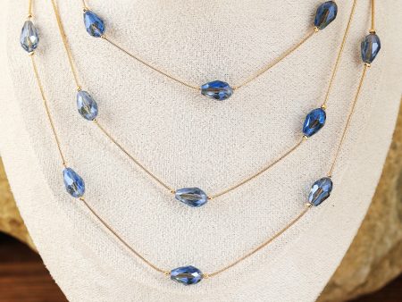 Blue Crystal Multi Layered Necklace Fashion