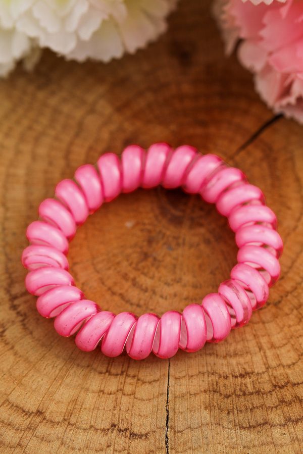 3 PCS Pink Phone Cord Hair Scrunchies Supply