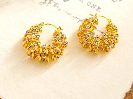 White Rhinestone Spiral Earrings For Discount