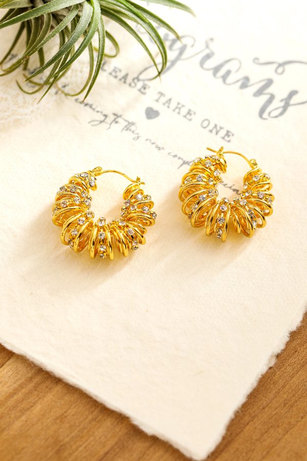 White Rhinestone Spiral Earrings For Discount