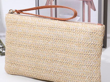 Estrella Straw Woven Wrist Strap Wristlet on Sale