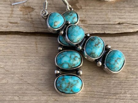 Turquoise Stacked Dangle Earrings For Sale