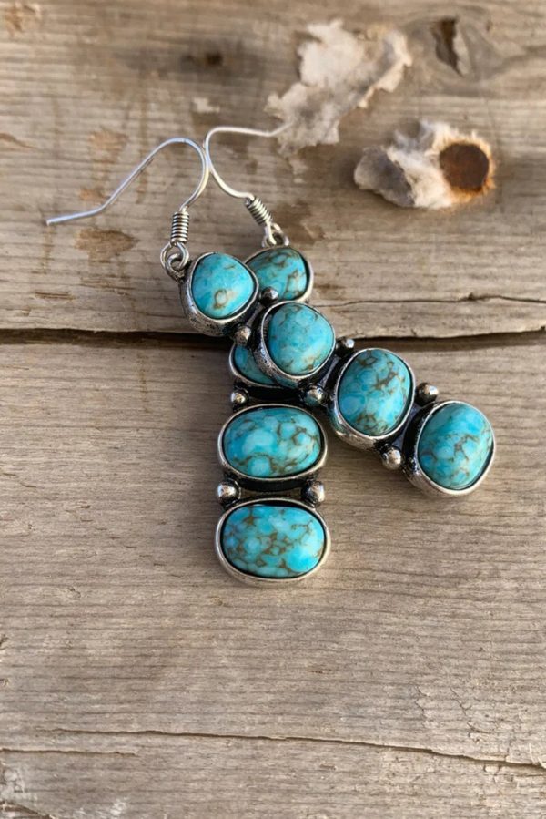 Turquoise Stacked Dangle Earrings For Sale