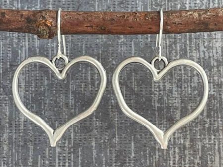 Silvery Heart Shape Hook Drop Earrings Hot on Sale