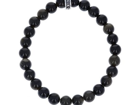 Black Obsidian Bracelet With Logo Ring Online now