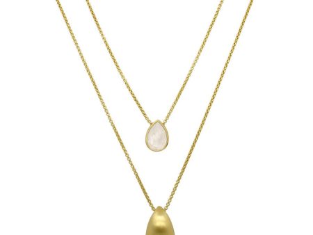 Teardrop Layered Necklace Gold With Moonstone Supply