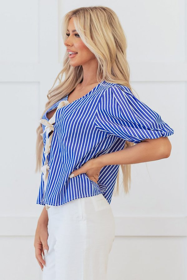 Dream Stripe Tied Front Blouse Fashion