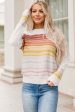 Poppy Stripe Long Sleeve Round Neck Sweater For Cheap