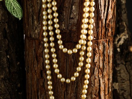 Gold Faux Pearl Beaded Layered Necklace For Discount