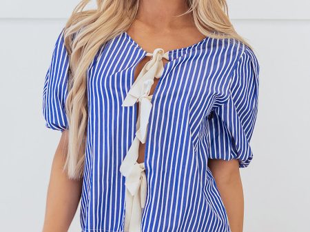 Dream Stripe Tied Front Blouse Fashion