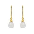 Teardrop Pave Earrings Gold With Moonstone on Sale