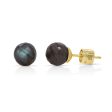 Manhattan Gemstone Studs Gold With Labradorite Online now