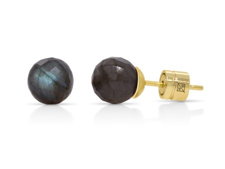 Manhattan Gemstone Studs Gold With Labradorite Online now