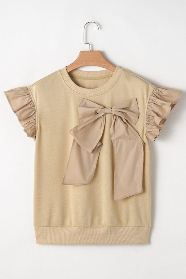 Camilla Two Tone Bow Ruffle Sleeve Top. Discount