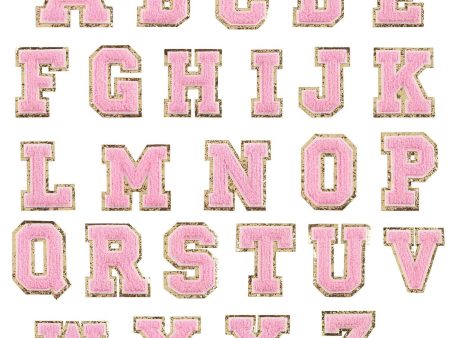 Pink Self Adhesive Chenille Letters Patches Online now