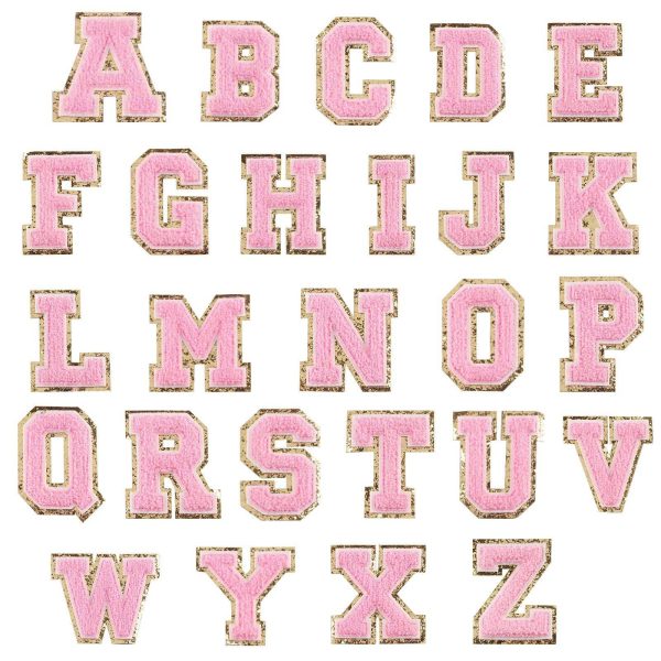 Pink Self Adhesive Chenille Letters Patches Online now