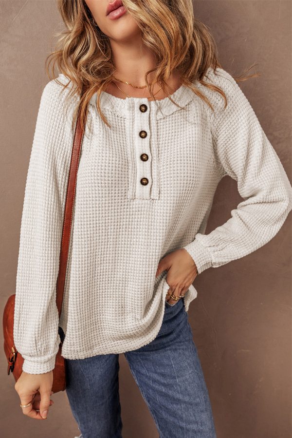 Lyla Waffle Buttoned Top Online now