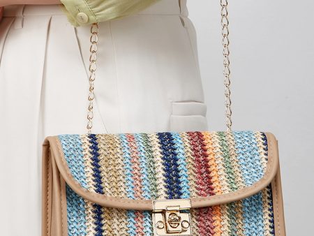 Azariah Striped Crochet Flapped Bag Cheap