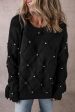 Valerie Pearl Embellished Rhombus Pattern Sweater Discount