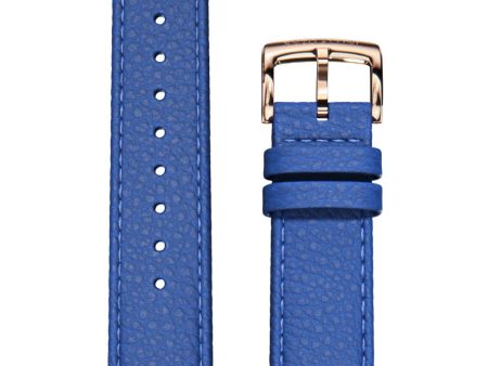 Blue Italian Leather Strap   Rose Gold Buckle Hot on Sale