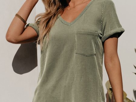 Alexa Twist Short Sleeve Corded V Neck Top Sale